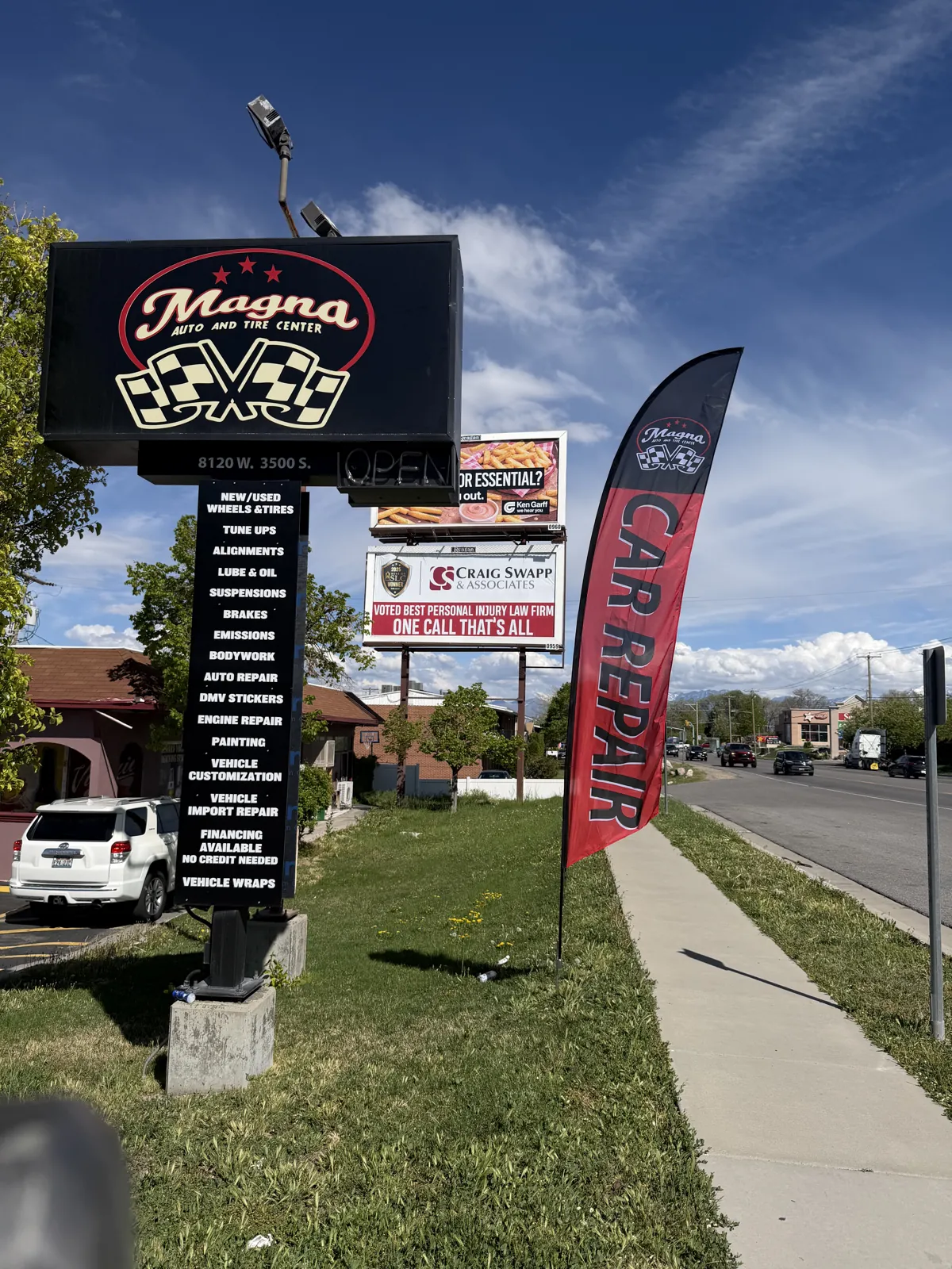 Magna — Auto Shop Pylon, Door Signs & Feather Flags — Pylon Panel, Bay-Door Signs, Feather Flags